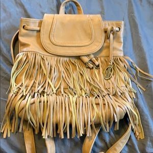 Tan Fringe Bookbag